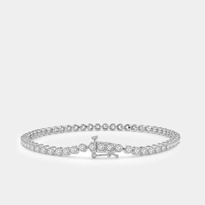 Gilded 2 Carat Lab-Grown Diamond Round-Shaped Line Bracelet in a Cup Setting