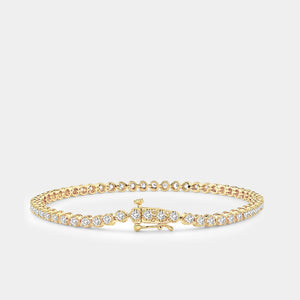 Gilded 2 Carat Lab-Grown Diamond Round-Shaped Line Bracelet in a Cup Setting