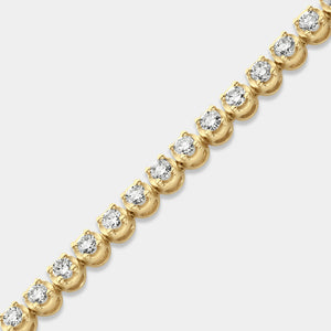 Gilded 2 Carat Lab-Grown Diamond Round-Shaped Line Bracelet in a Cup Setting