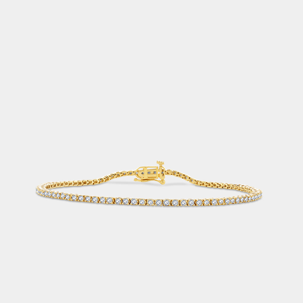 Gilded 1 Carat Lab-Grown Diamond Round-Shaped Classic Tennis Bracelet