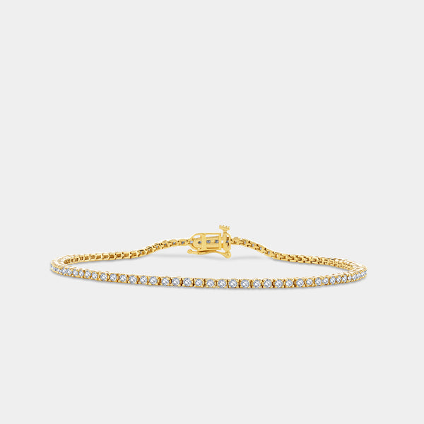 Gilded 1 Carat Lab-Grown Diamond Round-Shaped Classic Tennis Bracelet