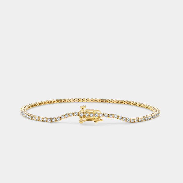 Gilded 1 Carat Lab-Grown Diamond Round-Shaped Classic Tennis Bracelet