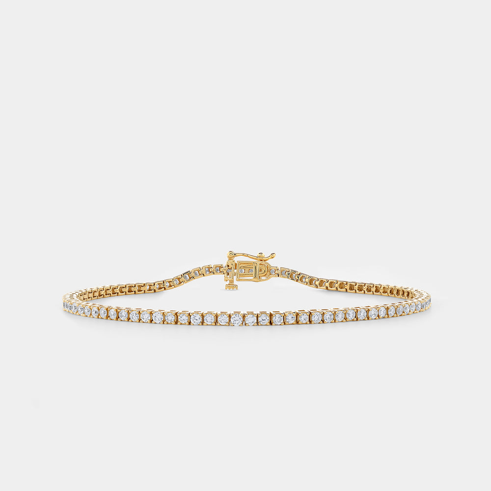 Gilded 2 Carat Lab-Grown Diamond Round-Shaped Classic Tennis Bracelet