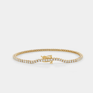 Gilded 2 Carat Lab-Grown Diamond Round-Shaped Classic Tennis Bracelet