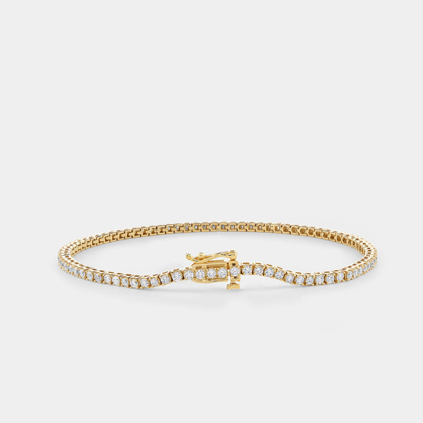 Gilded 2 Carat Lab-Grown Diamond Round-Shaped Classic Tennis Bracelet