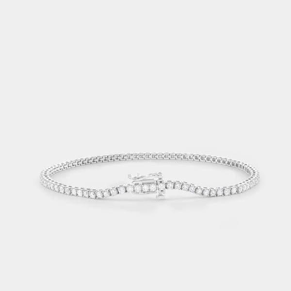 Gilded 2 Carat Lab-Grown Diamond Round-Shaped Classic Tennis Bracelet