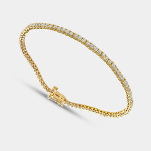Gilded 2 Carat Lab-Grown Diamond Round-Shaped Classic Tennis Bracelet