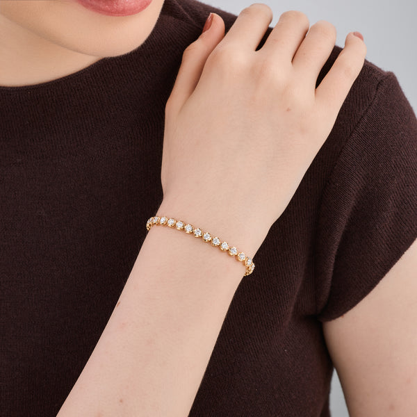 3 Carat Lab-Grown Diamond Round-Shaped Line Bracelet in a Cup Setting — GILDED New York