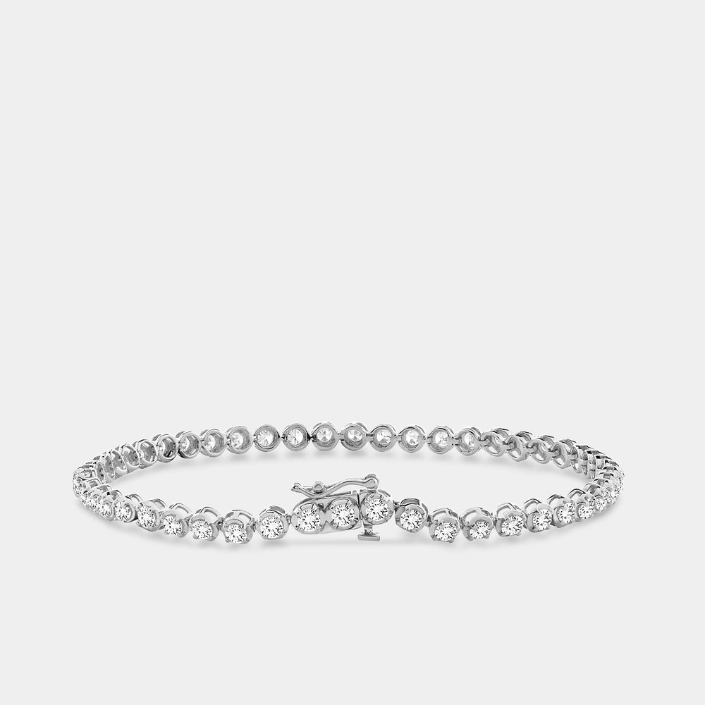 Gilded 3 Carat Lab-Grown Diamond Round-Shaped Line Bracelet in a Cup Setting