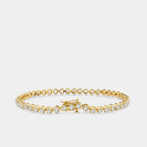 Gilded 3 Carat Lab-Grown Diamond Round-Shaped Line Bracelet in a Cup Setting