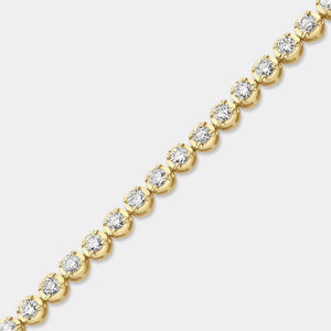 Gilded 3 Carat Lab-Grown Diamond Round-Shaped Line Bracelet in a Cup Setting