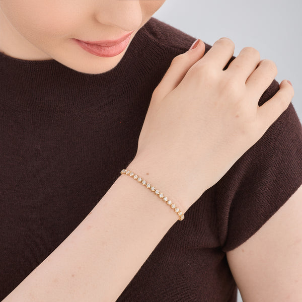 5 Carat Lab-Grown Diamond Round-Shaped Line Bracelet in a Cup Setting — GILDED New York