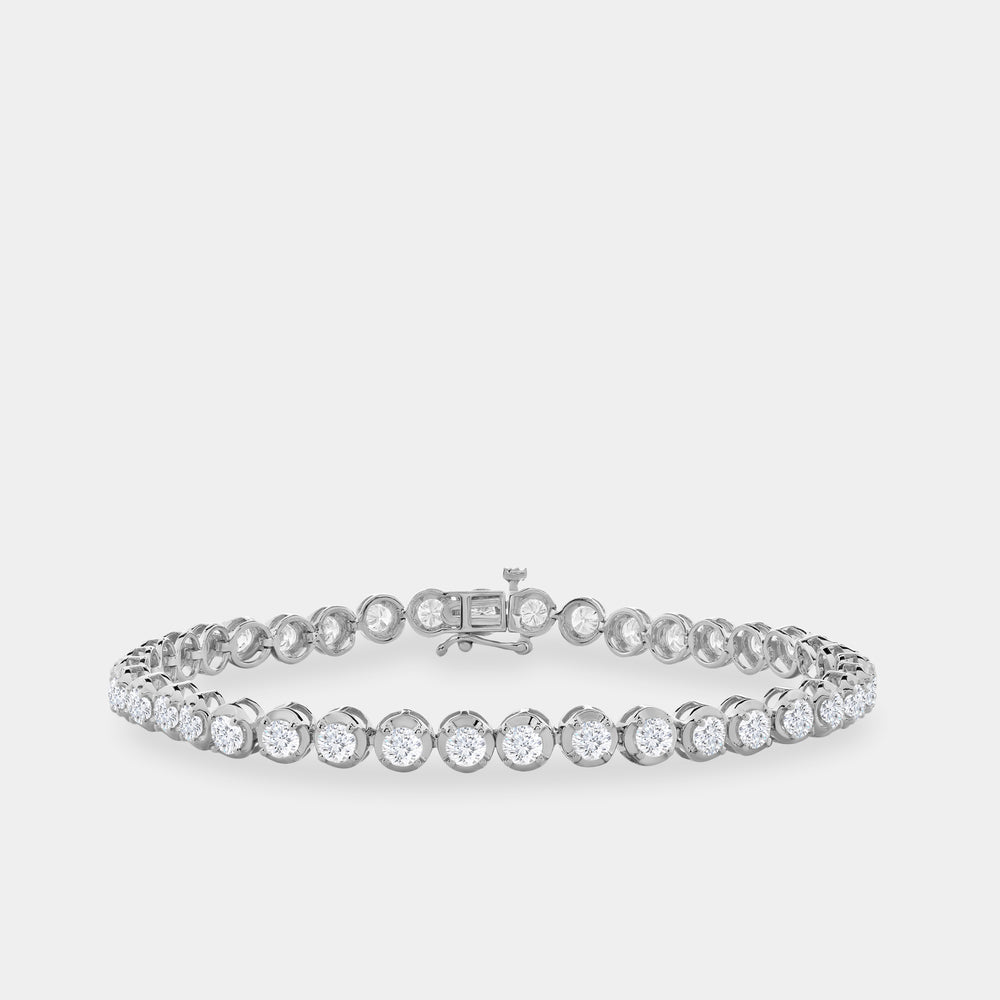 Gilded 5 Carat Lab-Grown Diamond Round-Shaped Line Bracelet in a Cup Setting