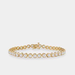 Gilded 5 Carat Lab-Grown Diamond Round-Shaped Line Bracelet in a Cup Setting
