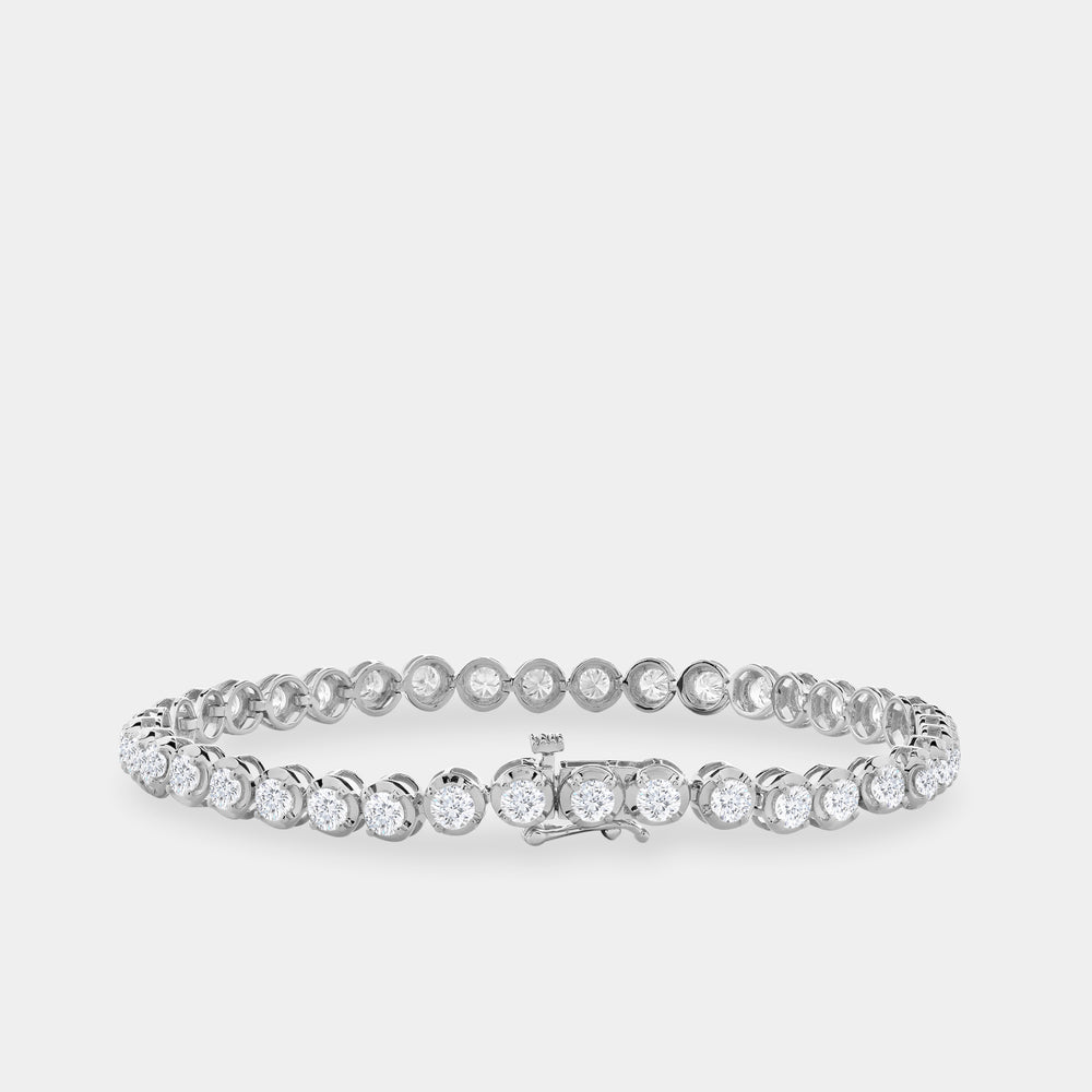 Gilded 5 Carat Lab-Grown Diamond Round-Shaped Line Bracelet in a Cup Setting