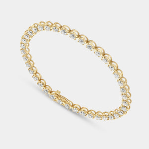Gilded 5 Carat Lab-Grown Diamond Round-Shaped Line Bracelet in a Cup Setting
