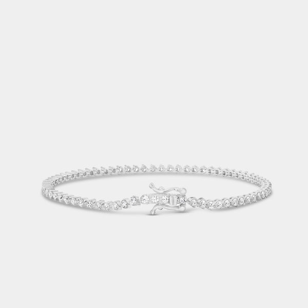 Gilded 2 Carat Lab-Grown Diamond Round-Shaped Three-Prong Tennis Bracelet
