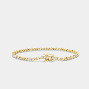 Gilded 2 Carat Lab-Grown Diamond Round-Shaped Three-Prong Tennis Bracelet