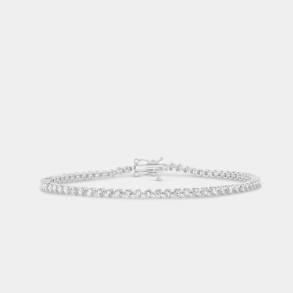 Gilded 2 Carat Lab-Grown Diamond Round-Shaped Three-Prong Tennis Bracelet