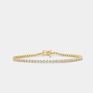 Gilded 2 Carat Lab-Grown Diamond Round-Shaped Three-Prong Tennis Bracelet