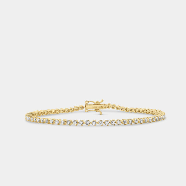 Gilded 2 Carat Lab-Grown Diamond Round-Shaped Three-Prong Tennis Bracelet