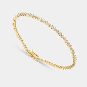 Gilded 2 Carat Lab-Grown Diamond Round-Shaped Three-Prong Tennis Bracelet