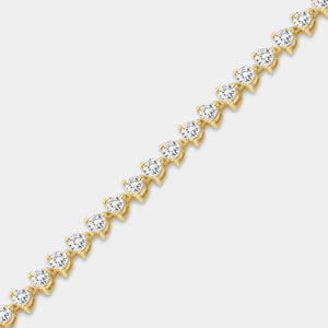 Gilded 2 Carat Lab-Grown Diamond Round-Shaped Three-Prong Tennis Bracelet