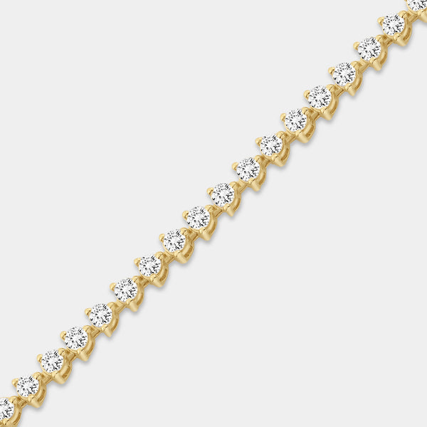 Gilded 2 Carat Lab-Grown Diamond Round-Shaped Three-Prong Tennis Bracelet