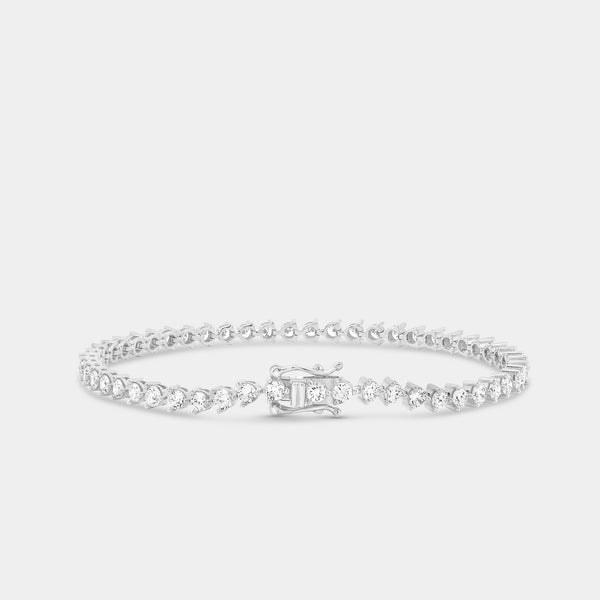 Gilded 4 Carat Lab-Grown Diamond Round-Shaped Three-Prong Tennis Bracelet