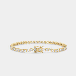 Gilded 4 Carat Lab-Grown Diamond Round-Shaped Three-Prong Tennis Bracelet