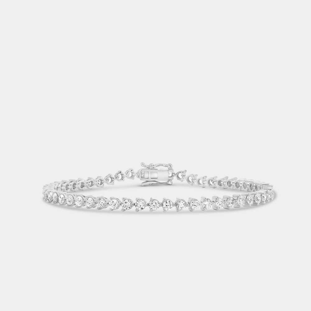 Gilded 4 Carat Lab-Grown Diamond Round-Shaped Three-Prong Tennis Bracelet