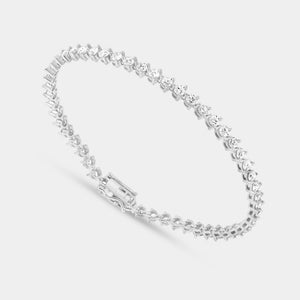 Gilded 4 Carat Lab-Grown Diamond Round-Shaped Three-Prong Tennis Bracelet