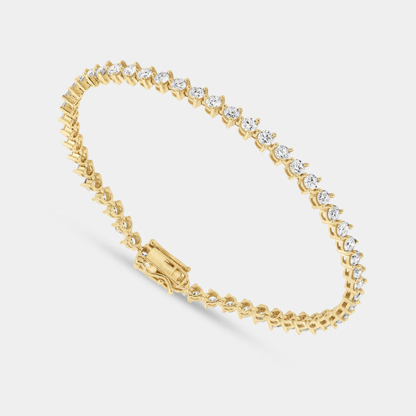Gilded 4 Carat Lab-Grown Diamond Round-Shaped Three-Prong Tennis Bracelet