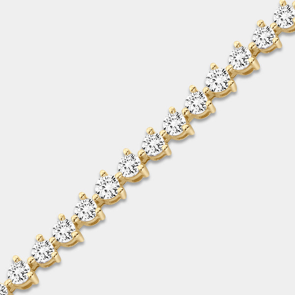 Gilded 4 Carat Lab-Grown Diamond Round-Shaped Three-Prong Tennis Bracelet