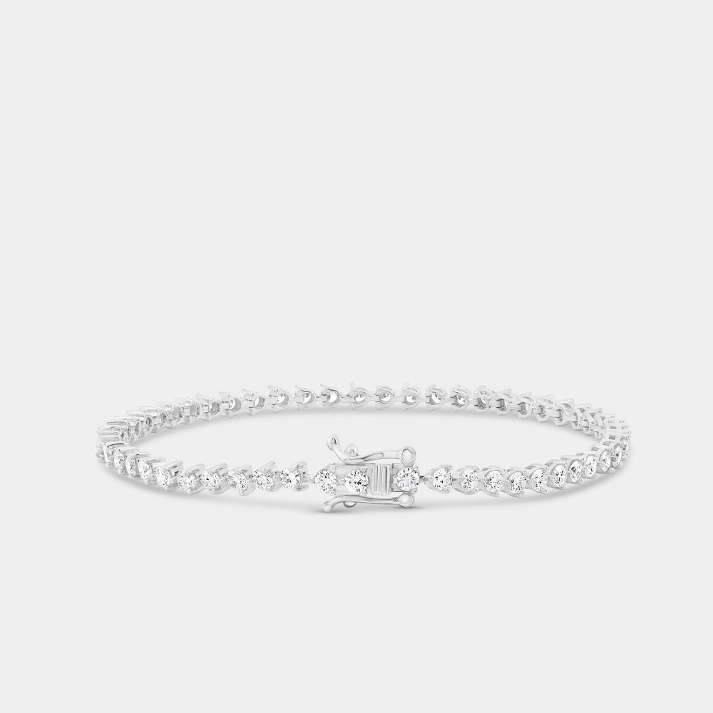 Gilded 3 Carat Lab-Grown Diamond Round-Shaped Three-Prong Tennis Bracelet