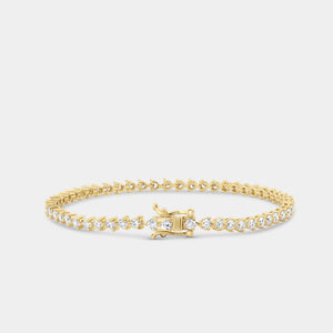 Gilded 3 Carat Lab-Grown Diamond Round-Shaped Three-Prong Tennis Bracelet