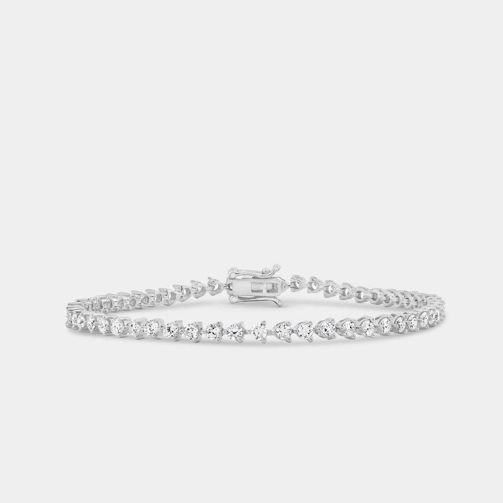 Gilded 3 Carat Lab-Grown Diamond Round-Shaped Three-Prong Tennis Bracelet