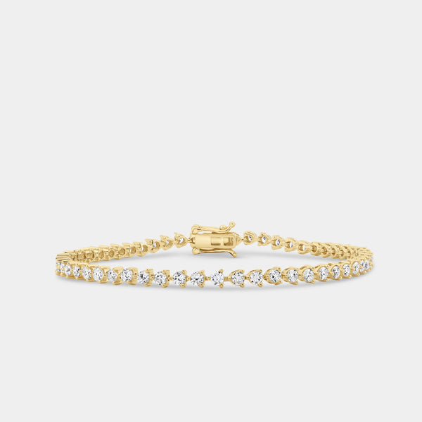 Gilded 3 Carat Lab-Grown Diamond Round-Shaped Three-Prong Tennis Bracelet