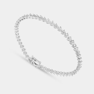 Gilded 3 Carat Lab-Grown Diamond Round-Shaped Three-Prong Tennis Bracelet