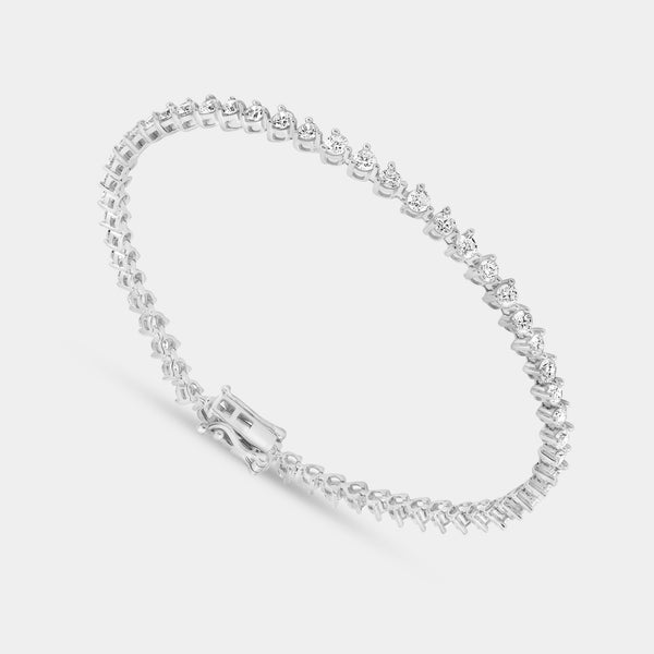 Gilded 3 Carat Lab-Grown Diamond Round-Shaped Three-Prong Tennis Bracelet