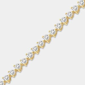 Gilded 3 Carat Lab-Grown Diamond Round-Shaped Three-Prong Tennis Bracelet