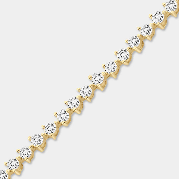 Gilded 3 Carat Lab-Grown Diamond Round-Shaped Three-Prong Tennis Bracelet