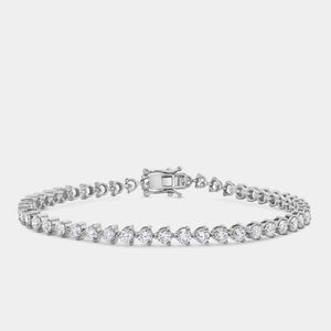 Gilded 5 Carat Lab-Grown Diamond Round-Shaped Three-Prong Tennis Bracelet