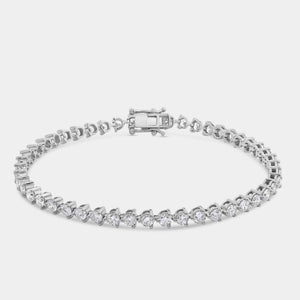 Gilded 5 Carat Lab-Grown Diamond Round-Shaped Three-Prong Tennis Bracelet
