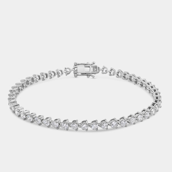 Gilded 5 Carat Lab-Grown Diamond Round-Shaped Three-Prong Tennis Bracelet