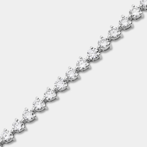 Gilded 5 Carat Lab-Grown Diamond Round-Shaped Three-Prong Tennis Bracelet
