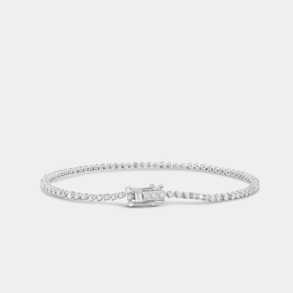 Gilded 1 Carat Lab-Grown Diamond Round-Shaped Three-Prong Tennis Bracelet
