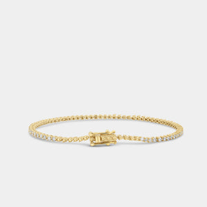 Gilded 1 Carat Lab-Grown Diamond Round-Shaped Three-Prong Tennis Bracelet