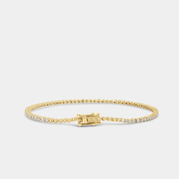 Gilded 1 Carat Lab-Grown Diamond Round-Shaped Three-Prong Tennis Bracelet