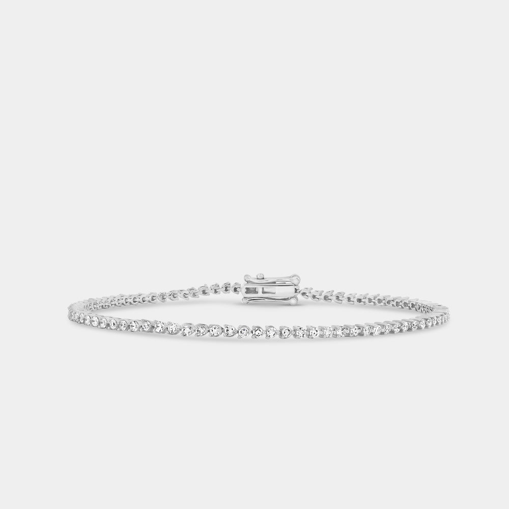 Gilded 1 Carat Lab-Grown Diamond Round-Shaped Three-Prong Tennis Bracelet